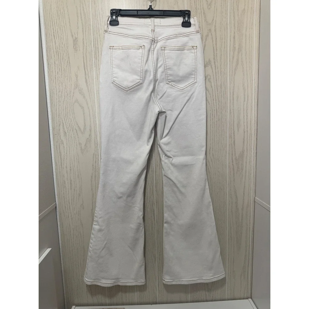 We The Free Free People CRVY High Rise Flare Jeans Cream Off White Size 28